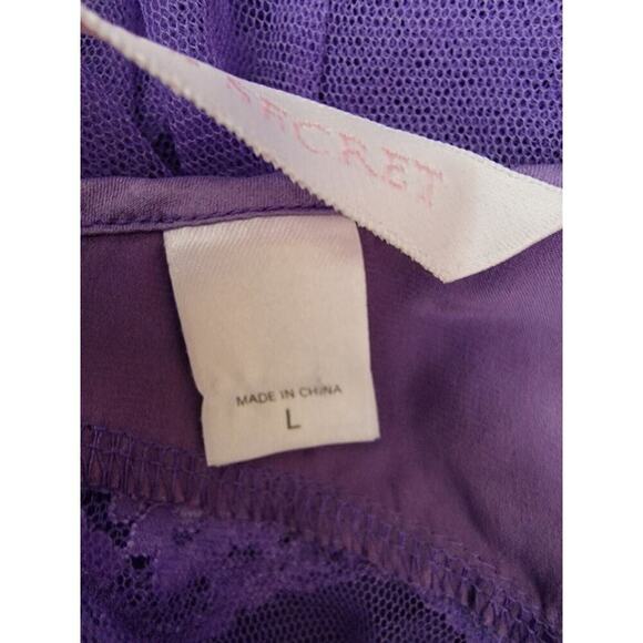 Victorias Secret Babydoll Top Large Sheer V Neck Open Front Purple VTG 90's Y2K - Picture 9 of 10